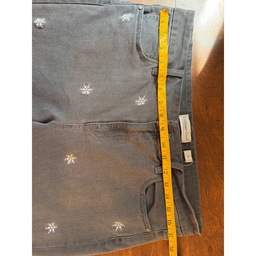 Coldwater Creek Gray Jeans Snowflake Holiday Embroidered Straight Leg 14 - Picture 6 of 7